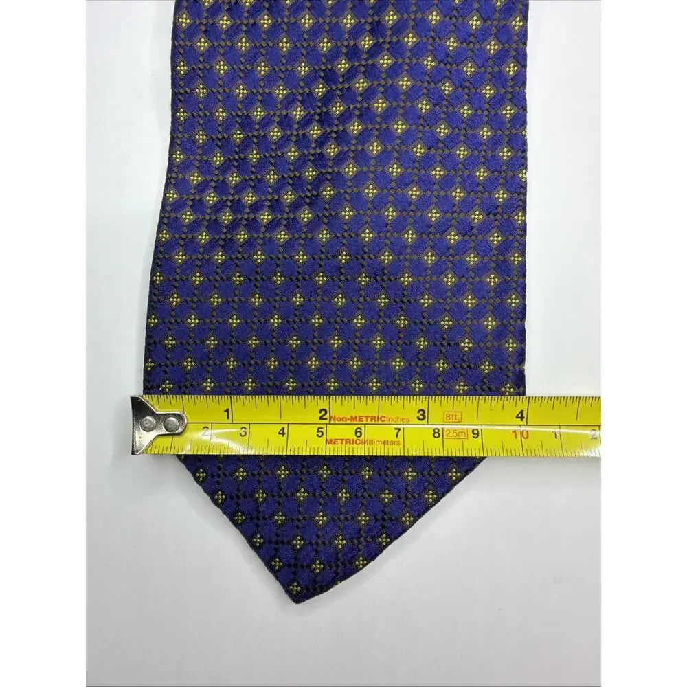 Kilgore Trout Italy Men's Tie Blue Gold Floral Silk Vintage Necktie